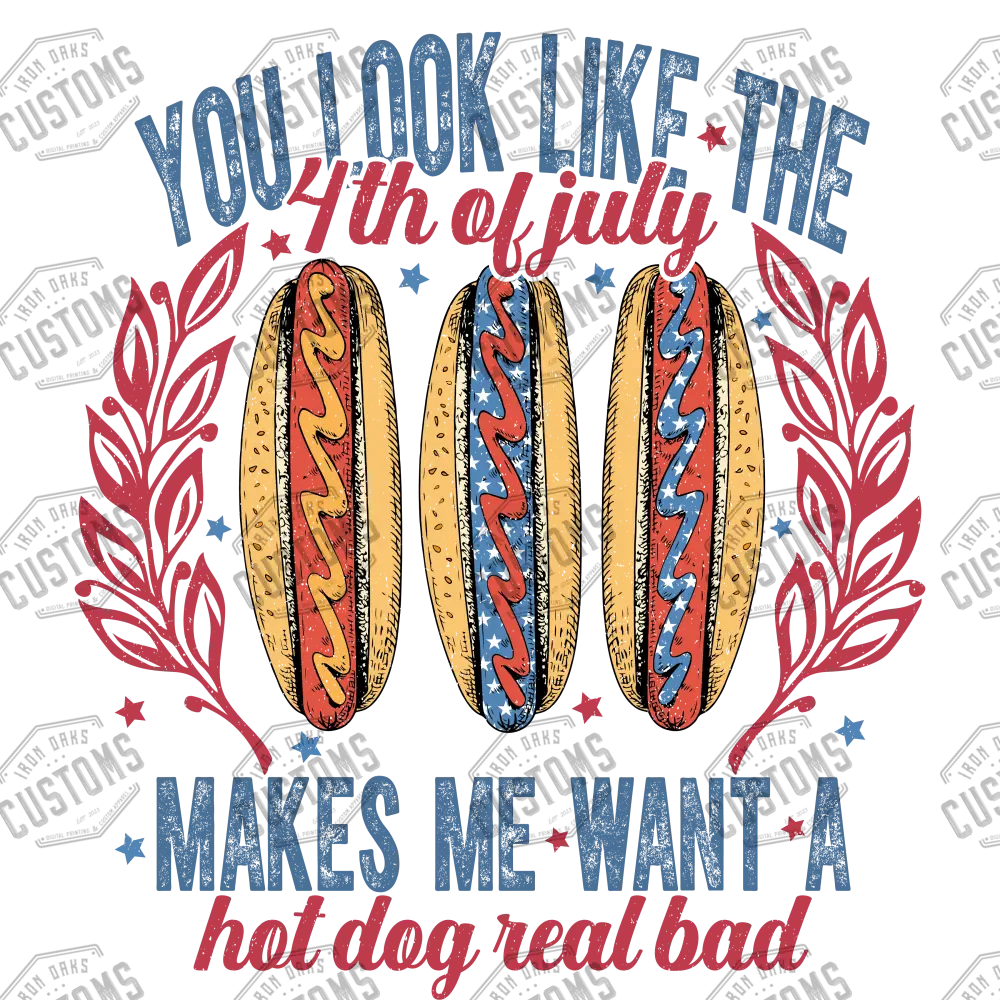 4Th Of July Hotdog Ready To Press Dtf