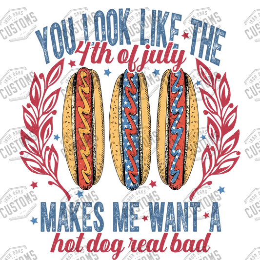 4Th Of July Hotdog Ready To Press Dtf